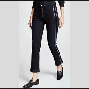 Veronica Beard Carolyn Baby Boot Jeans Smoke Fray Stripe Size 26